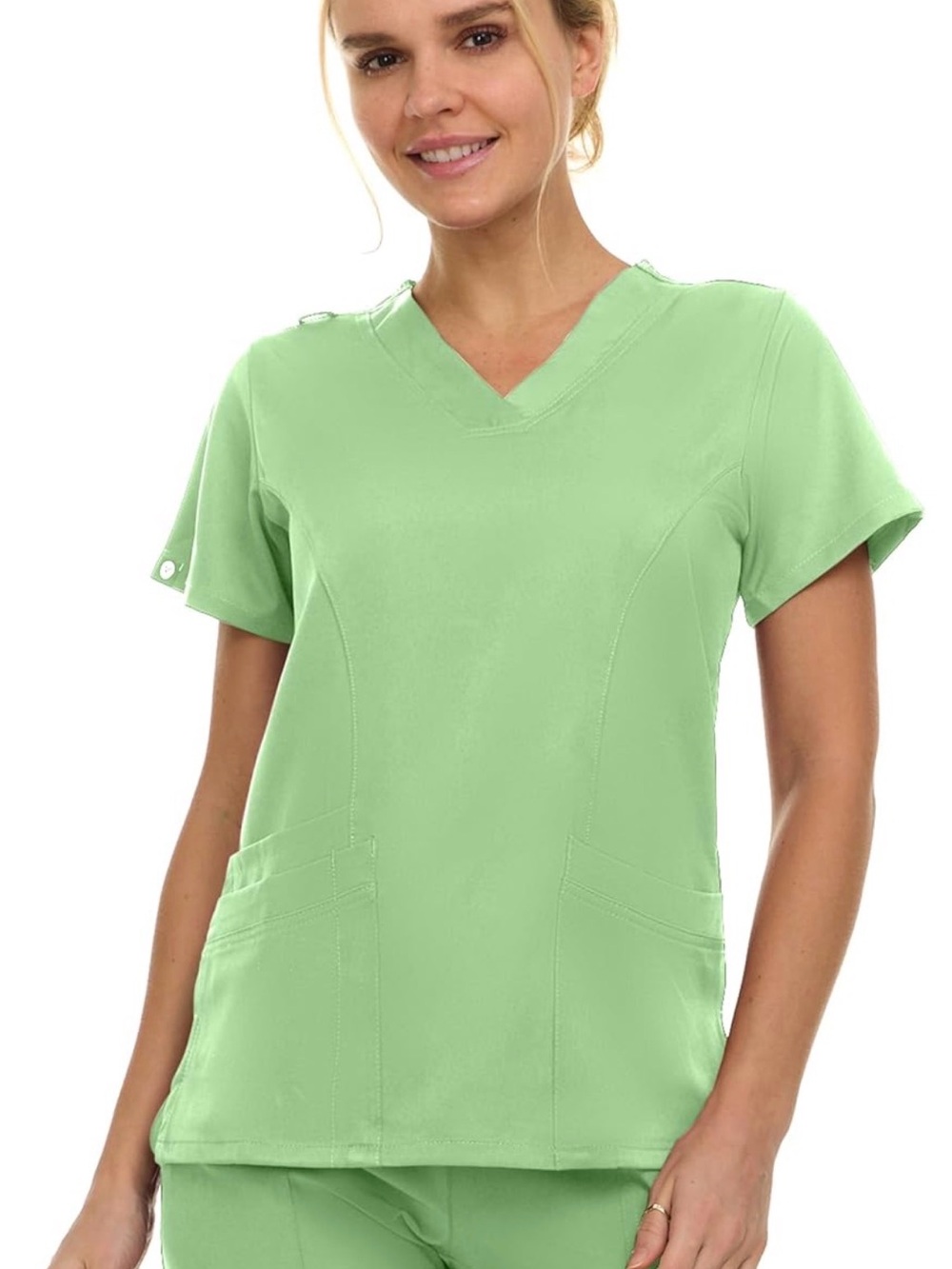 Green V-Neck Scrub Top